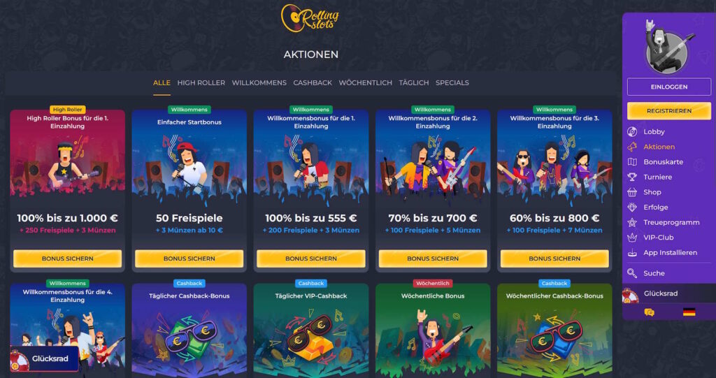 Rolling Slots Casino 6 Rolling Slots Bonusangebot