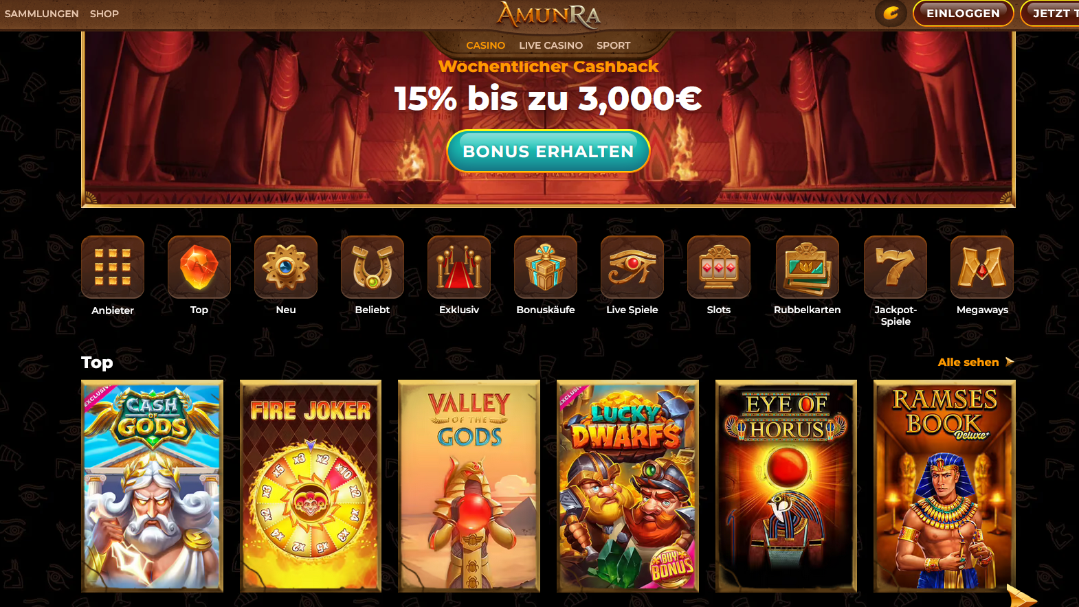 AmunRa Casino Spiele
