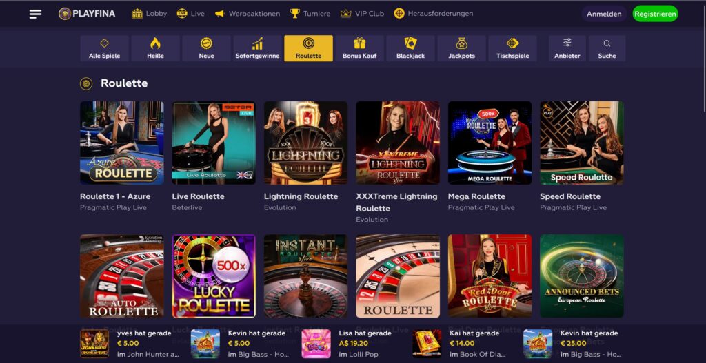 playfina casino roulette