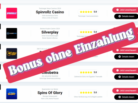 Beste neue Online Casinos mit Startguthaben ohne Einzahlung